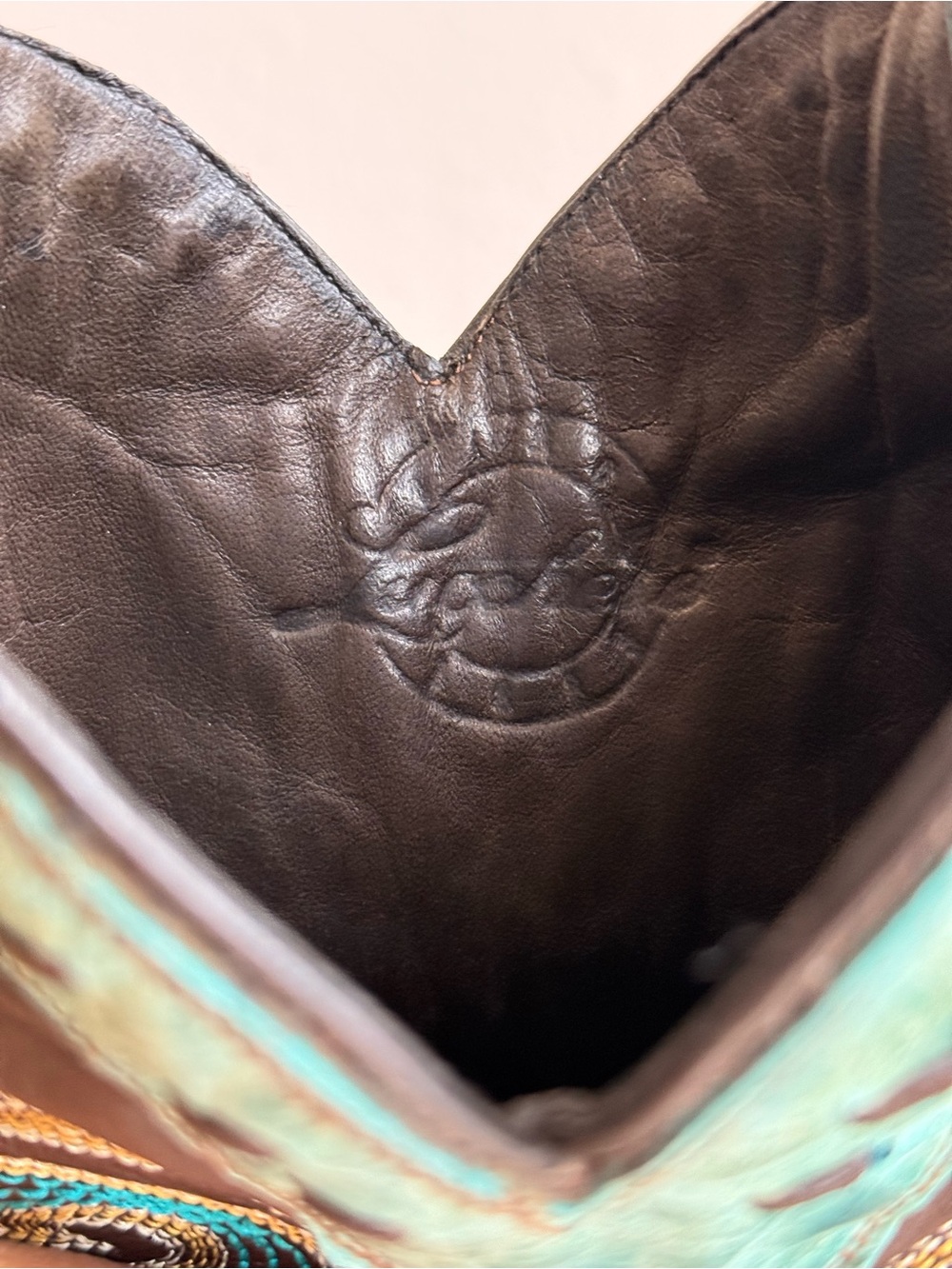 Lucchese Western Cowboy Boots Choc Brown Turquoise Crater Wingtip Fringe 6 B - Picture 10 of 14